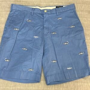 Polo men’s blue shorts with sharks. Size 34.